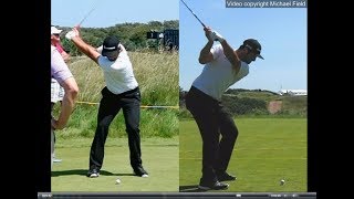 Jon Rahm golf swing  Long Iron faceon amp downtheline July 2017 [upl. by Adams]