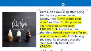 How to apply misrepresentation Liam cupcake scenario [upl. by Gautious]