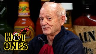 Bill Murray Doesn’t Flinch While Eating Spicy Wings  Hot Ones [upl. by Yenittirb]