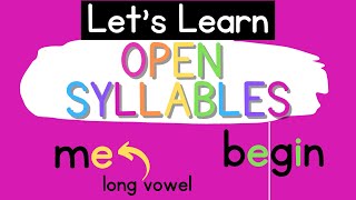 Open Syllables Syllable Types [upl. by Nonaihr]