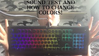 How To Change COLOURS And EFFECTS On A Razer Cynosa Chroma Keyboard With Sound Test [upl. by Ahsaeym]