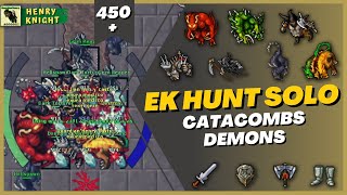 TIBIA EK HUNT SOLO 28 CATACOMBS DEMONS  ORAMOND [upl. by Rubens]