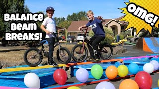 BMX Obstacle Challenge BALANCE BEAM BREAKS [upl. by Dumm]