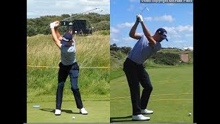 Justin Thomas golf swing  Long Iron faceon amp downtheline July 2017 [upl. by Terencio]