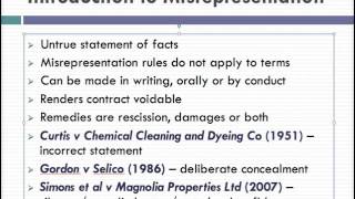 Misrepresentation Lecture 1 of 4 [upl. by Driskill]