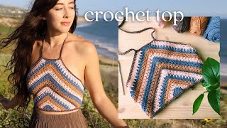 Crochet Summer Top Tutorial  Boho Crop Top [upl. by Gingras778]