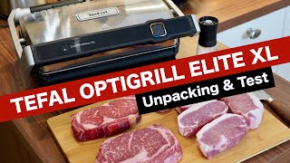 Tefal OptiGrill Elite XL  Unpacking amp Test [upl. by Ynettirb]